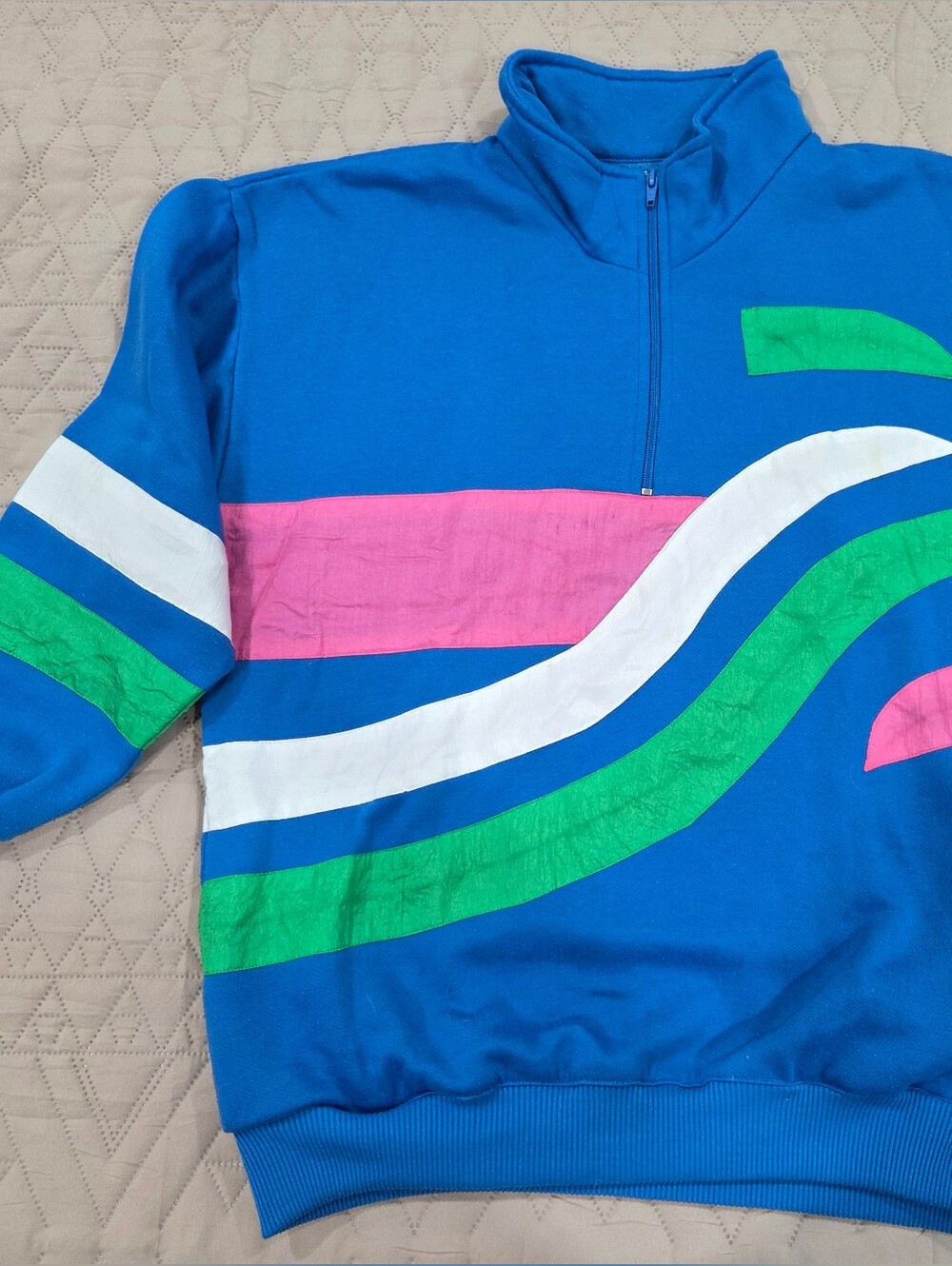 Vintage 80s 90s Bocoo Colorblock Quarter Zip Sweatshirt Medium
